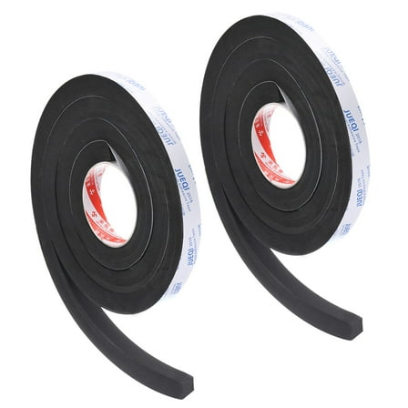 Uxcell 2 Roll 3/8"W x 3/4"T x 6.6Ft Self-Adhesive EVA Insulation Foam Tape, Black