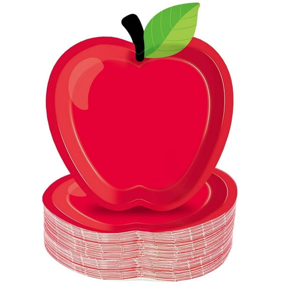 AWINQQY 50PCS Red Apple Paper Plates, Back to School Decorations, 7.3 inch First Day of School Party Dessert Plates, Disposable Tableware Party Supplies for Schools Season