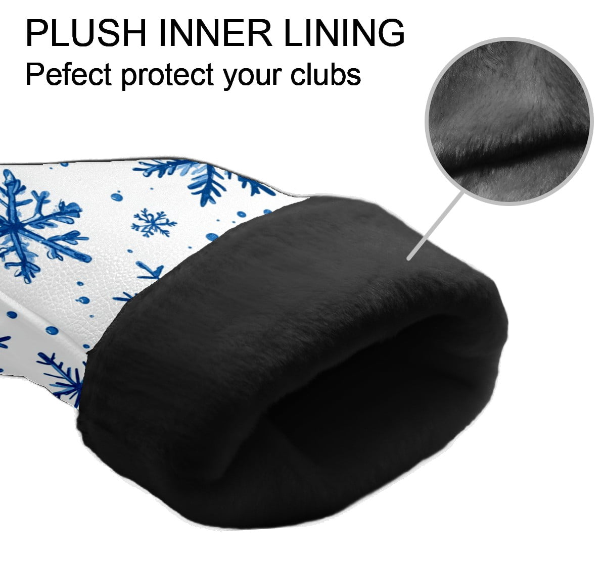 Golf Club Covers PU Leather Waterproof Head Covers for Fairway Woods Hybrids Blue Snowflake Unisex Fits Most Brands