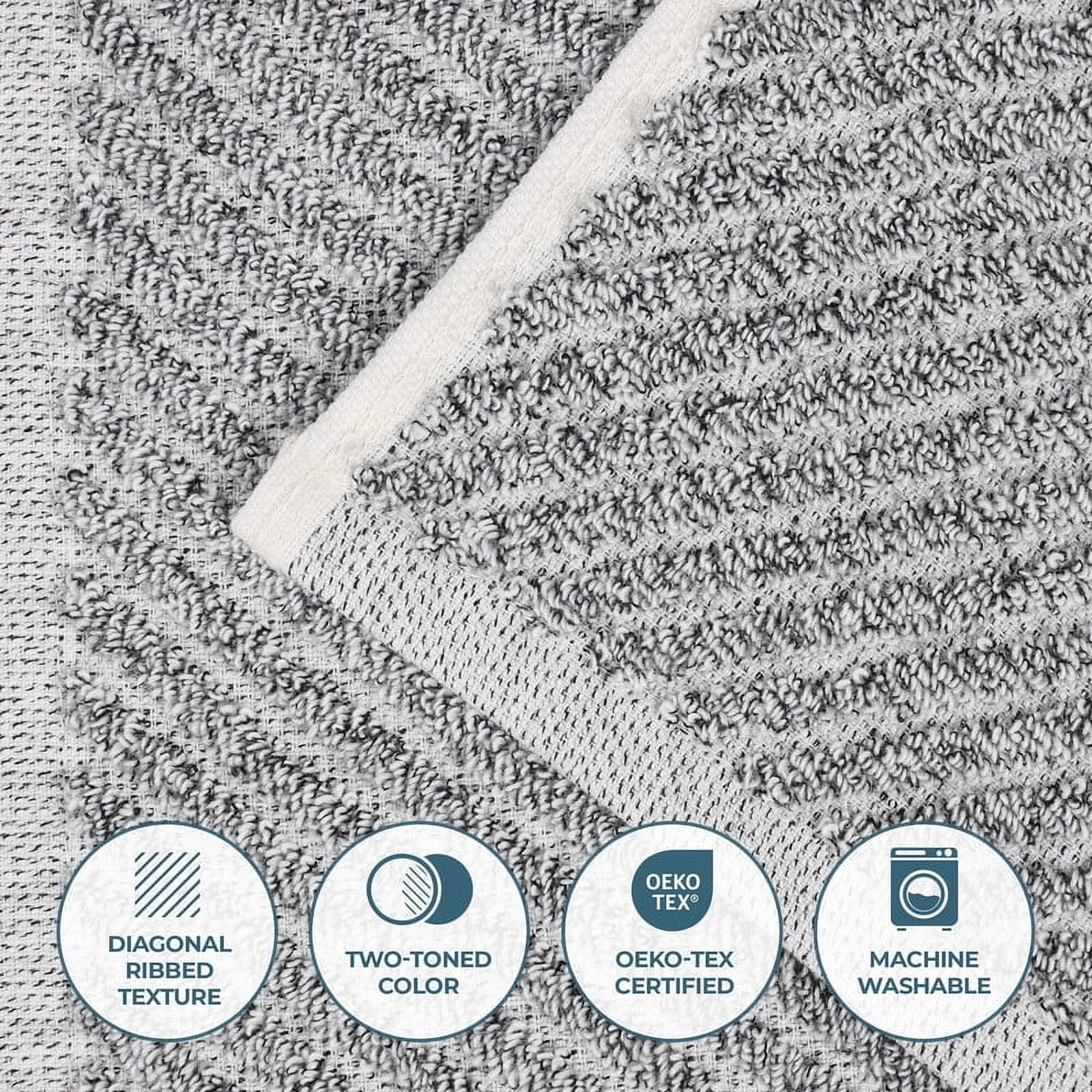 Superior Amelia Viscose Cotton Blend Medium Weight 8 Piece Towel Set, Charcoal
