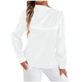 thumbnail image 2 of Camisa de manga larga,Suéter de manga larga y cuello redondo para mujer, top informal de color liso, poliéster, cómodo para uso diario, para casa y trabajo, sopatenor, 2 of 8