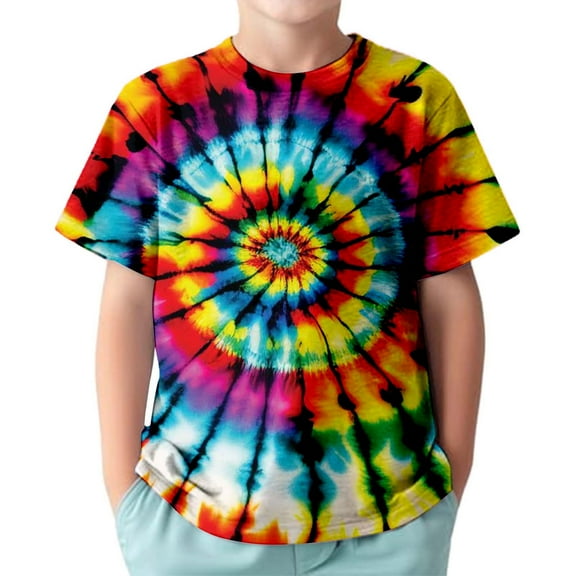 shoper Boys Shirts Size 10-12 Round Neck 3D Printed Short Sleeve Cute Tee Shirt Shirts for Teen Kids Yellow 160