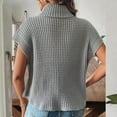 thumbnail image 6 of Sweater Vest for Women Trendy Flowers Ribbed Turtleneck Loose Knit Pullover Outerwear with Side Buttons (One Size, Gray), 6 of 7