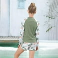 thumbnail image 6 of Toddler Girl Swimsuit Summer Sunscreen Long Sleeve Fashion Print Rash Guard Shirt Tops Shorts Split Swimsuits Girls Bathing Suit Green 12-13 Years, 6 of 6