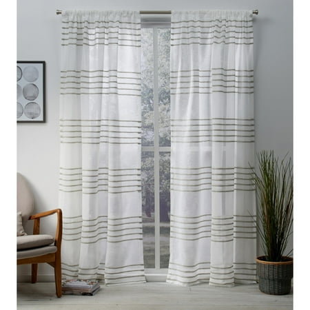 Exclusive Home Curtains 2 Pack Monet Pleated Sheer Linen Cabana