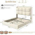 thumbnail image 2 of Mabor Queen Size Bed Frame Tall Headboard Upholstered Platform Bed Frame with 9 Metal Legs, No Box Spring Needed, White, 2 of 8