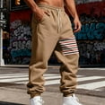 thumbnail image 4 of FRSASU Mens Fleece Lined Sweatpants Warm Winter Athletic Jogger Pants with Pockets Drawstring Outdoor Striped Vintage Tapered Trousers Khaki, 4 of 9