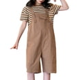 thumbnail image 4 of Ruyang Teen Girls Cotton Overalls Shorts Wide Leg Adjustable Strap Shorts Summer Solid Baggy Trendy Breathable Shortalls, 4 of 5