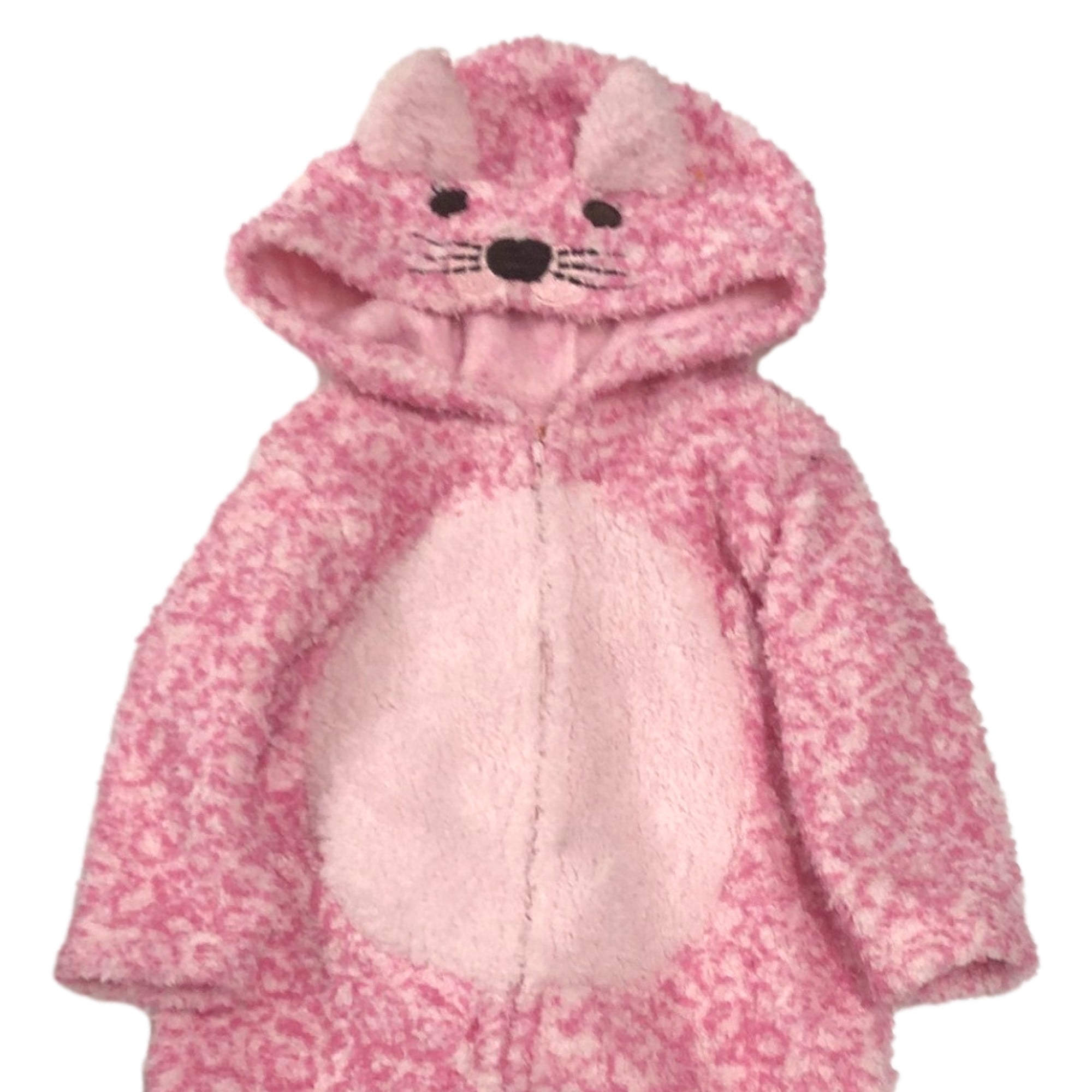 Infant Girls Plush Pink Leopard Print Kitty Cat Pram Halloween Costume 6m
