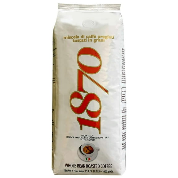1870 by Caffè Barbera: Hesperia Premium Whole Bean Roasted Coffee, 4 Bean Blend from Indonesia and Brazil, Roasted in Italy by a Single Family over 150 years & 6 Generations (since 1870), 2.2lb / 1kg