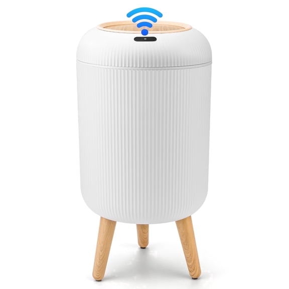 SUSLAS Trash Can with Motion Sensor, Touchless Automatic Lid and Waterproof Design, Smart Waste Bin for Bathroom Kitchen, 2.6 Gallon Plastic, White