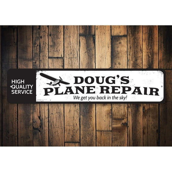 Plane Repair Novelty Decor, Metal Wall Sign - 4x18 Inches