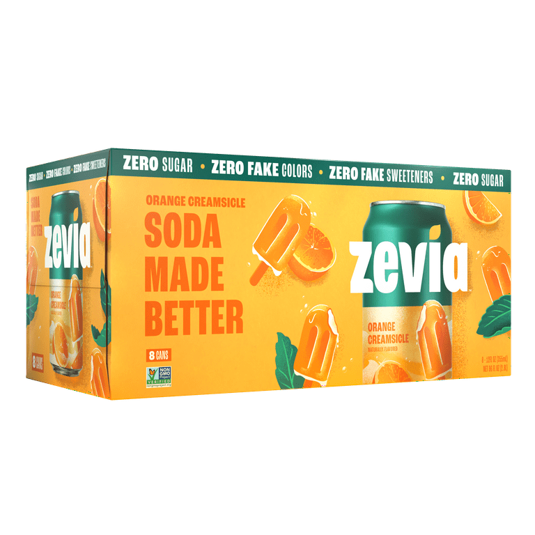 Zevia Zero Sugar, 0 Calorie Orange Creamsicle Soda Pop, 12 fl oz