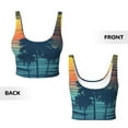 thumbnail image 5 of Haiem Palm Trees Pattern Womens Sports Bra - U Neck Padded Low Impact Yoga Bra Workout Crop Top Gym Moisture-Wicking Workout Vest -Large, 5 of 9