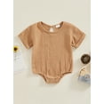 thumbnail image 2 of Biekopu Baby Bubble Romper Casual Rolled Up Short Sleeve Solid Color Bodysuit Infant Summer Tops, 2 of 9