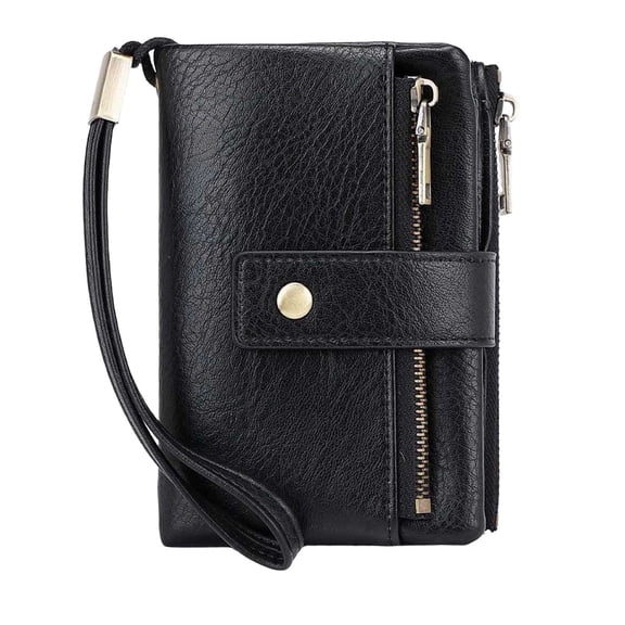 Women's Wallet, RFID Blocking Leather Wallet, Tri-Fold Short Purse with Coin Pocket, Multi Card Slots Checkbook Holder, Compact Wallet for Women