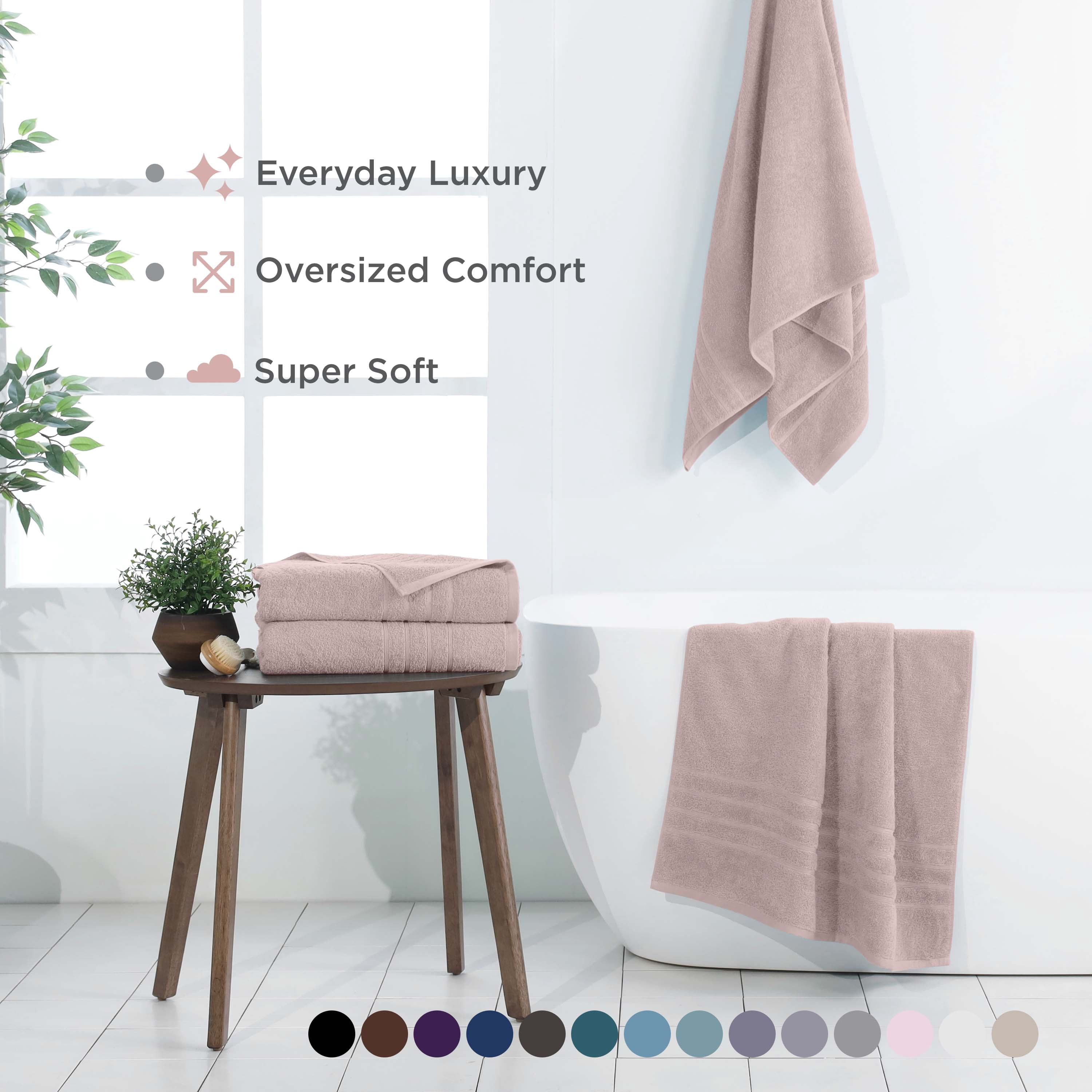 Martex 2-Pack Bath Sheet Set | 100% Cotton Extra Large 33" x 65" Towels | Crystal Pink