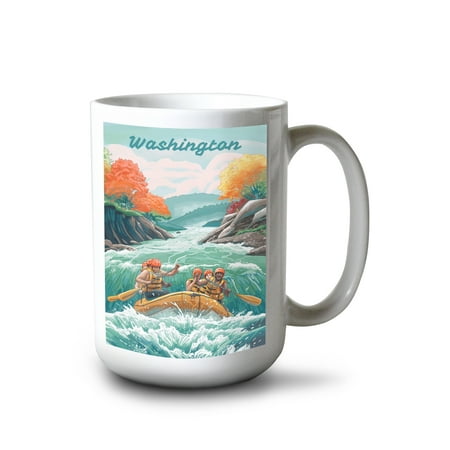 

15 fl oz Ceramic Mug Washington Seek Adventure River Rafting Dishwasher & Microwave Safe