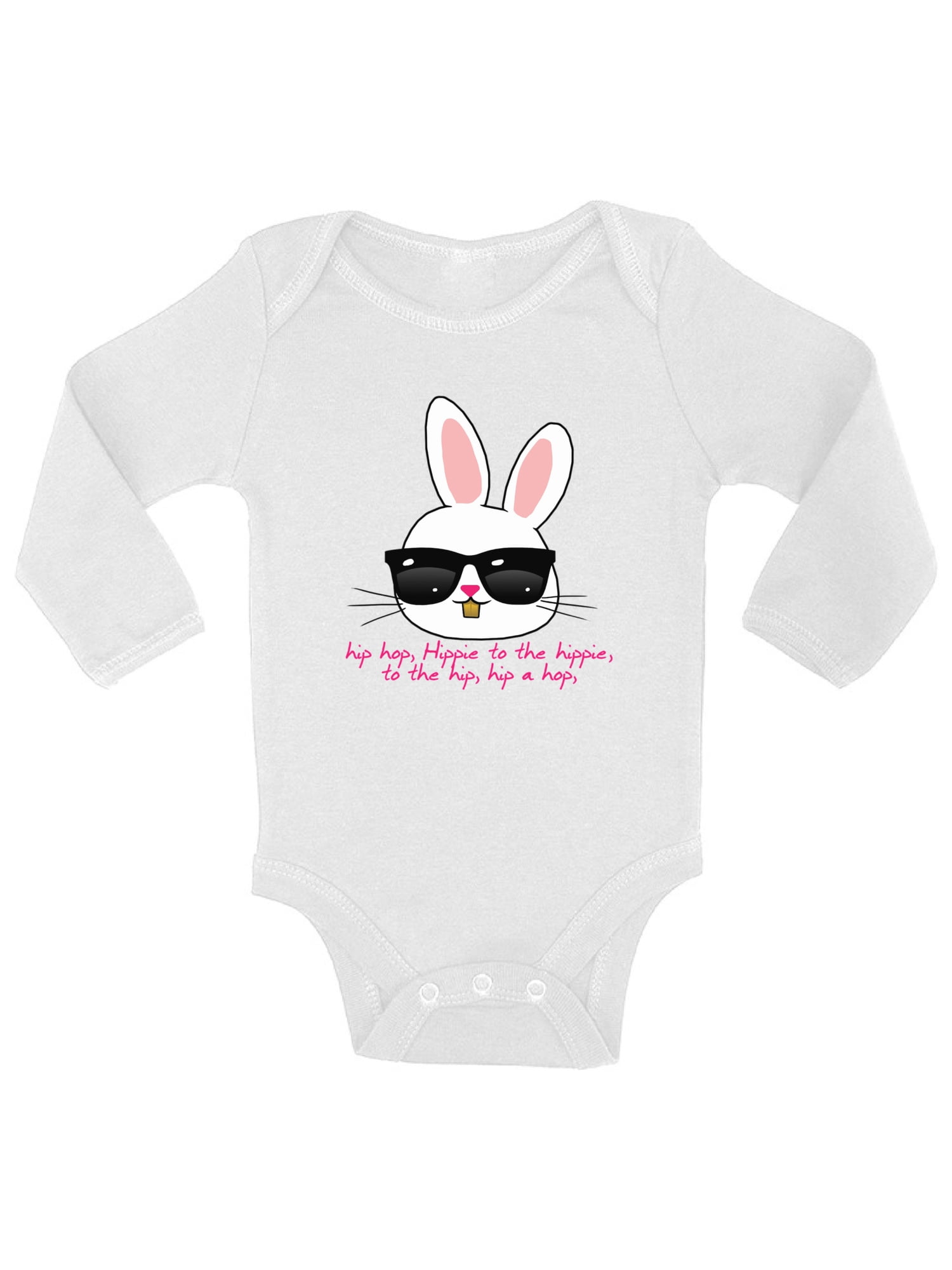 Awkward Styles Hip Hop Easter Bunny Baby Bodysuit Long Sleeve Cool