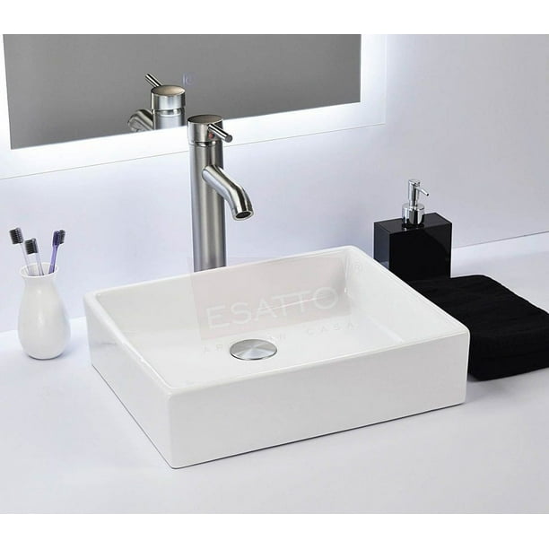 Esatto® Kit Platz Satín Paquete De Precio Mejorado Con Lavabo, Llave Y Desagües Listo Para Instalar ESATTO PAQUETE COMPLETO DE LAVABO PARA BAÑO