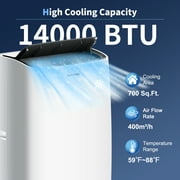 Portable Air Conditioner 14000 BTU for 420 Sq Ft Room, 5-in-1 Floor Standing AC with Quiet & Energy Efficient Operation, Includes Remote and Window Kit.