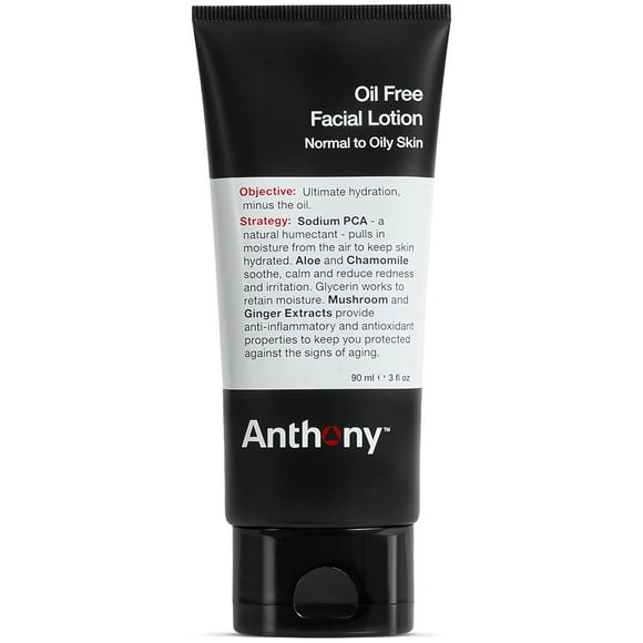 Anthony Oil Free Facial Lotion, 3 Fl Oz, Contains Sodium PCA, Aloe Vera, Chamomile, Glycerin, Hydrates, Soothes, Retains Moisture to Your Skin