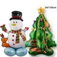 thumbnail image 2 of Globo de aluminio de muñeco de nieve navideño grande Globo de árbol de Navidad de pie Caja de regalo de Papá Noel Globo Decoraciones para fiestas navideñas, 2 of 5