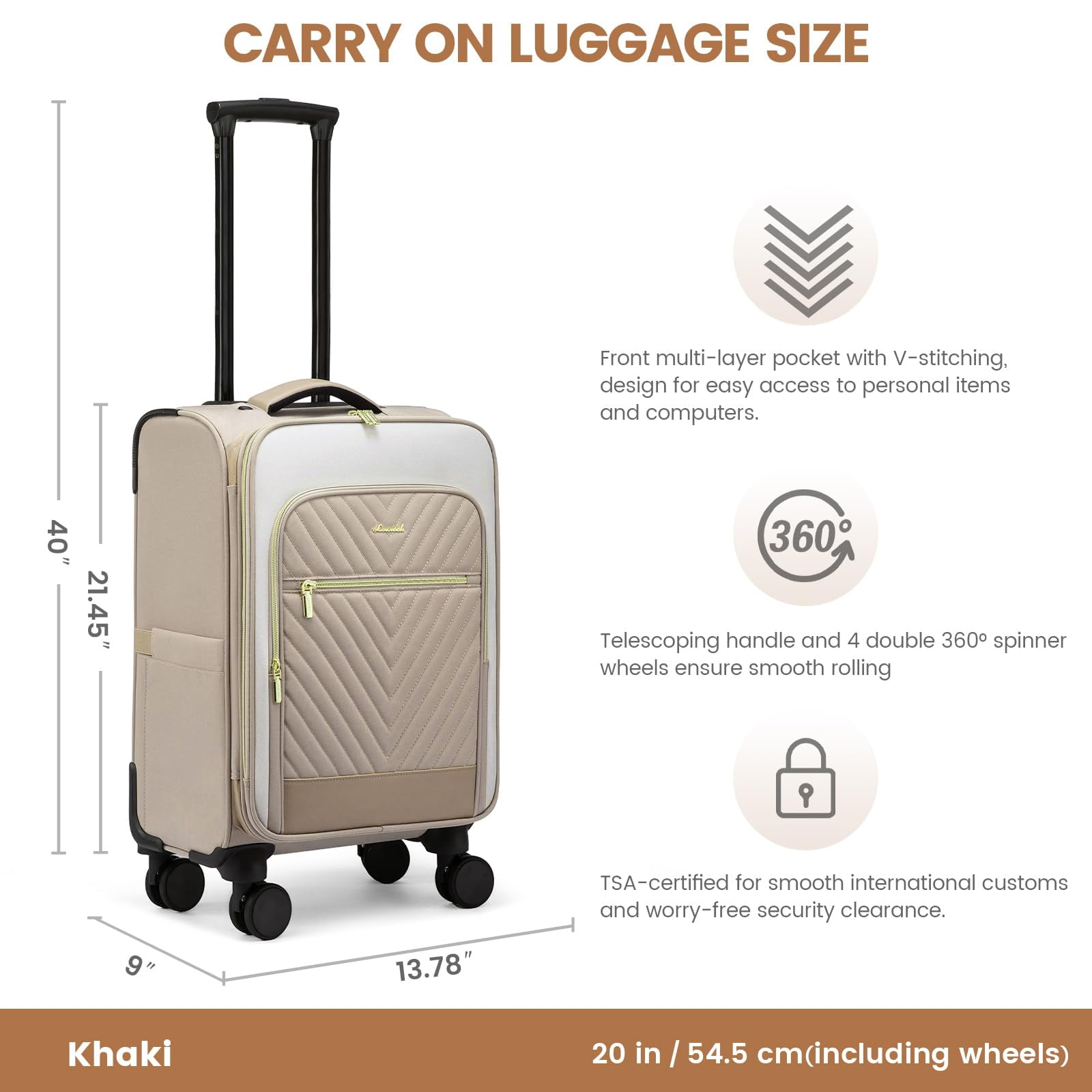 LOVEVOOK Carry On Luggage 22x14x9 Airline Approved,20 Inch Carry-on Suitcase for Women,Softside Suitcases with Wheels,Rolling Checked Luggage with TSA Lock,Lightweight Travel