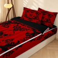 thumbnail image 2 of Erosebridal Victorian Damask Zipper Queen Comforter Set with Fitted Sheet and 2 Pillowcases, Bohemian Death Skull Zipper Bedding Set, Black Red, Black Reversible, 2 of 7