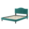 thumbnail image 3 of Tufted Platform Bed Frame, Full Size, Velvet, Teal Blue, Modern Contemporary Urban Design, Bedroom Master Guest Suite, 3 of 10