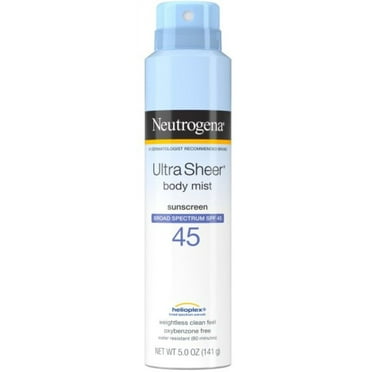 Neutrogena Ultra Sheer Body Mist Full Reach Sunscreen Spray SPF 45 5 oz (Pack of 2)