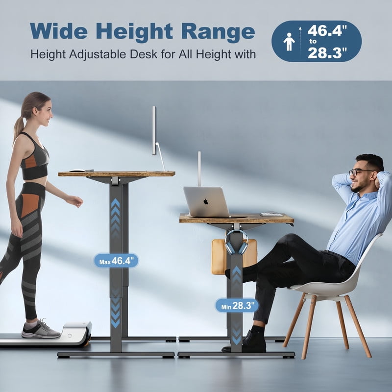 Kelno 55" Electric Standing Desk Height Adjustable Sit-Stand Desk with 3 Memory Presets Splice Desktop, Rustic Brown