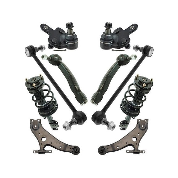 Front Strut Coil Spring Control Arm Tie Rod Kit 10 Piece - Compatible with 2008 - 2011 Toyota Highlander AWD 2009 2010