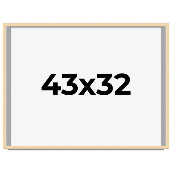43x32 Frame Natural Wood Picture Frame | 0.75 Inch Moulding Width | with UV Acrylic Plexiglass,