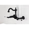 thumbnail image 2 of Kingston Brass KS1260WLL Willshire Double-Handle Wall-Mount Bridge Kitchen Faucet, Matte Black, 2 of 7