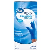 Great Value Nitrile Disposable Gloves, One Size, 100 Count