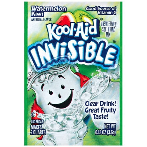 KoolAid Soft Drink Mix Invisible Watermelon Kiwi Unsweetened, .13 Oz