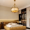 thumbnail image 3 of Tribesigns 5-Light Pendant Light with Drum Fabric Lampshade, Height-Adjustable Hanging Light Fixture, Modern Chandelier for Living Room, Dining Room, Bedroom, Staircase, 3 of 10