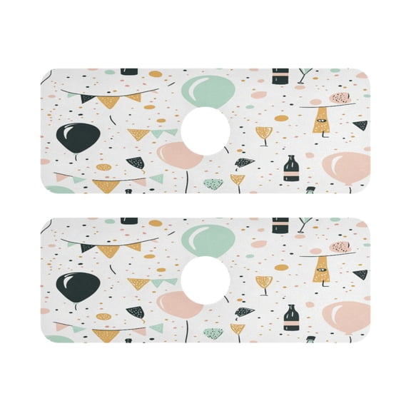 Party Element Decoration Quick Dry Silicone Algae Faucet Pad 14.7x5.4in 2 Pack Absorbent Mat for Kitchen Sink, Bathroom Countertop