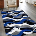 thumbnail image 2 of 3'x5' Rug for Living Room Bedroom, Blue Black Stripes Washable Area Rugs Non-Slip Carpet Mats, Modern Abstract Ombre Grey White Lines Indoor Low Pile Area Rug Runner for Kitchen, Mudroom, 2 of 8