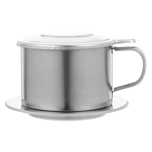 Stainless Steel Vietnamese Coffee Drip Filter Coffee Maker for Home and Office Use Reusable Single Serve Coffee Brewer Portable Coffee Pot with Handle and Lid