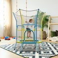 thumbnail image 2 of Gymax Kids Mini Trampoline w/ 59'' Higher Enclosure Net Seamless Jumping Mat Zipper Door Yellow & Blue, 2 of 10