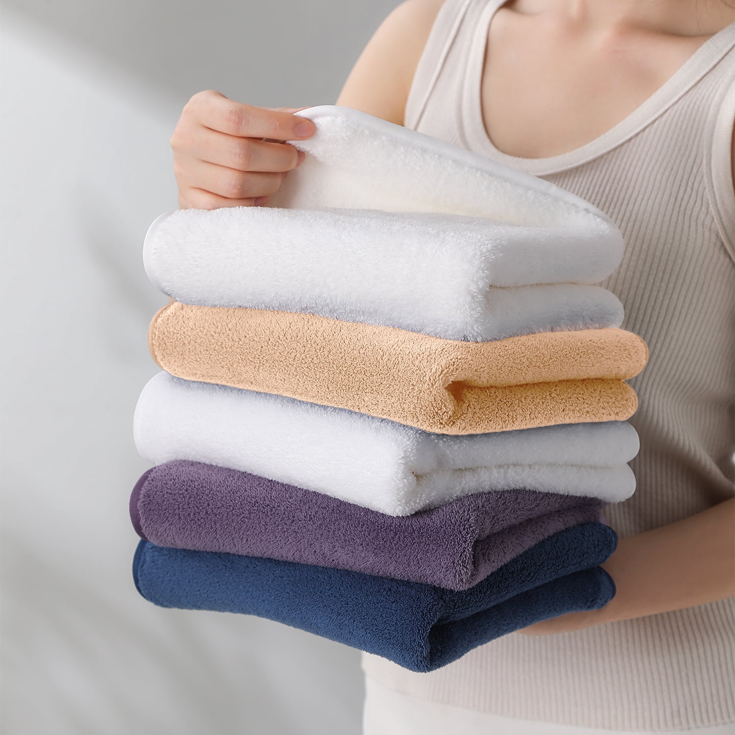Jessy Home 12 Pack Apricot Yellow Hand Towel Set 16"x31" Soft Highly Absorbent Quick Dry Bathroom Bath Hand Towels Microfiber Plush Towels