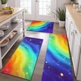 thumbnail image 2 of Rainbow Tie Dye Wave Pattern Kitchen Rugs Sets Of 3,Kitchen Runner Rugs Non Skid Washable,Decorative Kitchen Floor Mats for Kitchen,Sink,Laundry,17"x30"+ 17"x47" + 17"x59", 2 of 6