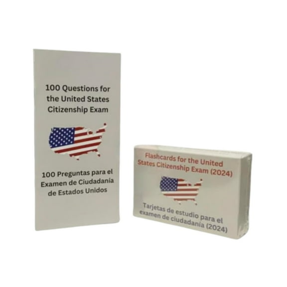 U.S Citizenship Flash Cards 2025 - English/Spanish, Naturalization Study Guide with 100 US Civics Questions & Answers, US Civics Test Flash Cards Combo Set, Bilingual Flashcards for US Citizenship