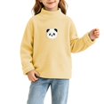 thumbnail image 5 of Spazoro Girls Fleece Mock Neck Long Sleeve T-Shirts, Stretchy Loose Fit Long Sleeve Warm Panda Print Casual Pullover Tops Tee for Fall Layering Yellow Size 0-1T, 5 of 6