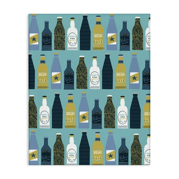 Stupell Industries Arranged Beer Bottles Food & Beverage Painting Wrapped Canvas Art Print Wall Art, 16 x 20