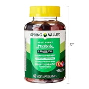 Spring Valley Probiotic with Prebiotic from Inulin Vegetarian Gummies for Digestive Health, Assorted Flavors, 3 Billion CFU, 60 Count