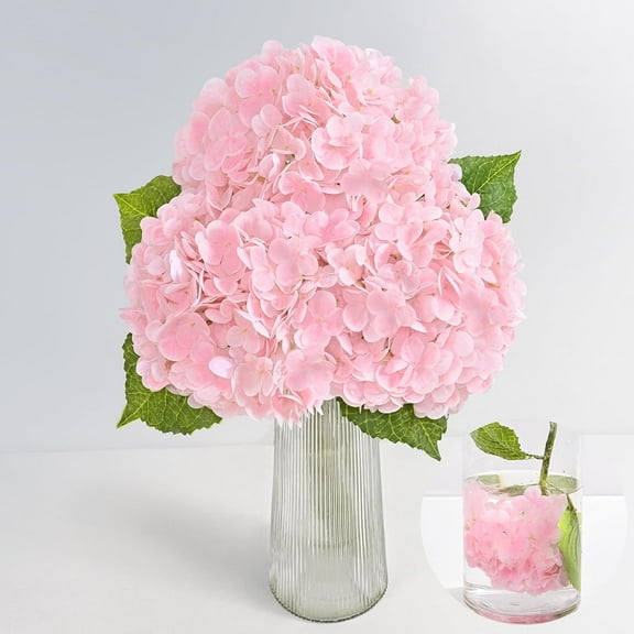Hydrangea Artificial Flowers, Latex Real Touch Hydrangeas Lifelike Large Hydrangea Flowers for Home Decor Party Arrangements Wedding Bouquets Centerpieces (Light Pink)