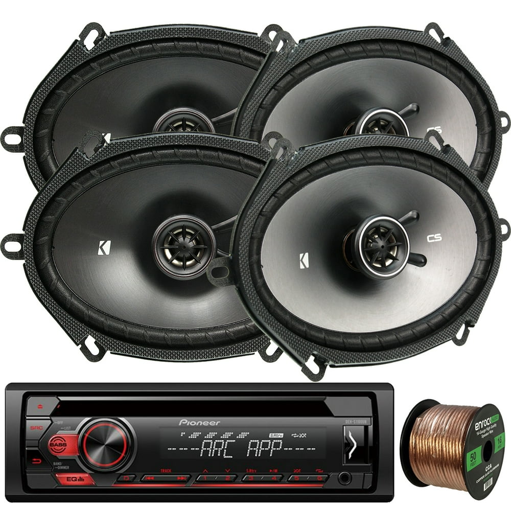 Pioneer DEHS1100UB SingleDIN CD Player AM/FM Car Stereo Receiver, 4 x Kicker 43CSC684 450W 6x8